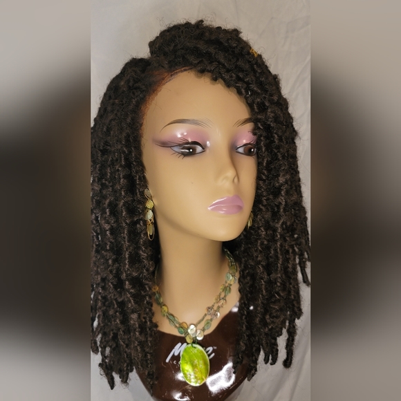 New Handmade Buttefly Locs Lace Frontal Wig- 14 inches, Color #4 - Picture 2 of 11